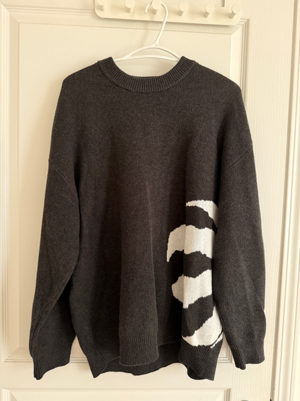 Charcoal Knit Sweater with Raptors Graphic